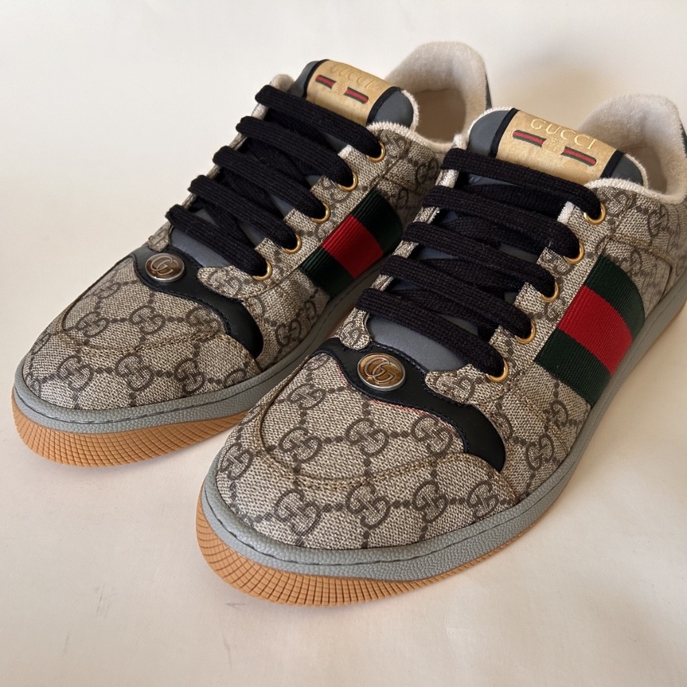 GUCCI Men's Screener Sneaker GG Monogram Beige Ebony Size 9.5 (US) NIB 674530 - Picture 5 of 12